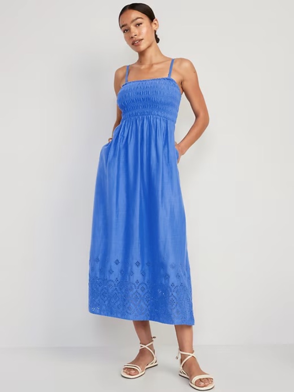 Smocked Blue Dress | Removable Straps | NWOT